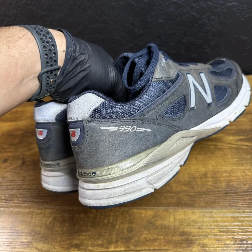 New‎ Balance 990v4 M990NV4 Navy Suede Mesh Running Shoes Mens 14 2A Narrow